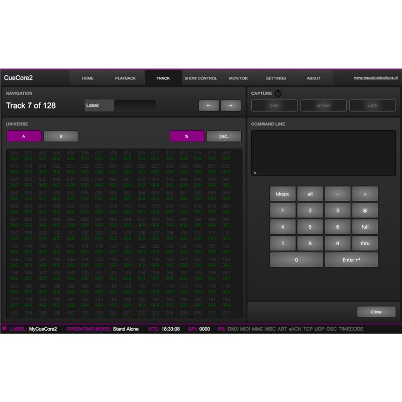 Visual Productions - CueCore2 - Multi-protocol architectural lighting controller, 2 x DMX-512 universes