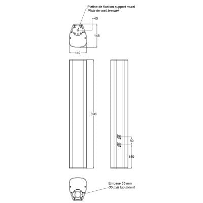 Audiophony - iLINE83  - 160 W @ 16 ohm column with 8 x 3" speakers for installation