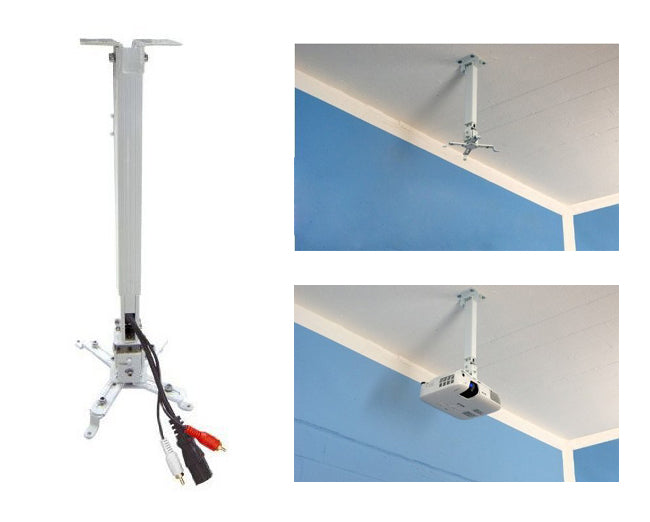 Supporto a soffitto per videoproiettore "Slim", universale, regolabile da 42/65cm (bianco)