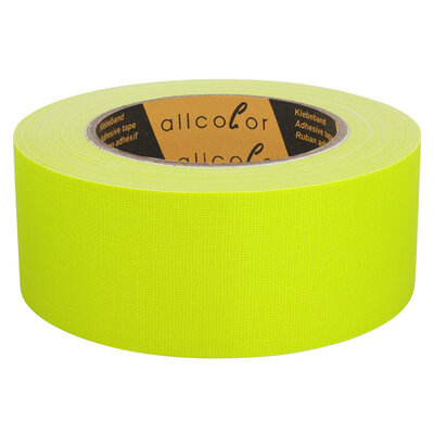 Allcolor - Neon Cloth Tape 649 neon yellow  - High-quality PE-coated cloth tape, very high tack, water proof, yellow 19 mm