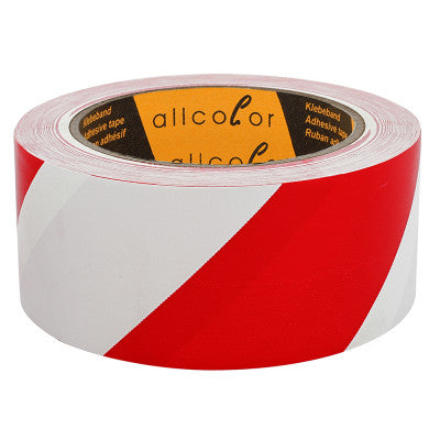 Allcolor - Warning Tape 510 white-red  - Vinyl foil warning tape, white-red 50 mm