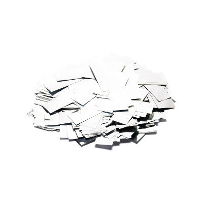 The Confetti Maker - Slow-fall metallic confetti rectangles - White - Metallic white slow-fall rectangular high quality confetti for professional use, 55 x 17 mm