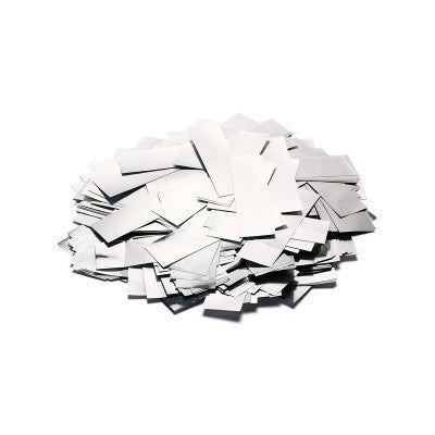 The Confetti Maker - Slow-fall metallic confetti rectangles - Silver - Metallic silver slow-fall rectangular high quality confetti for professional use, 55 x 17 mm