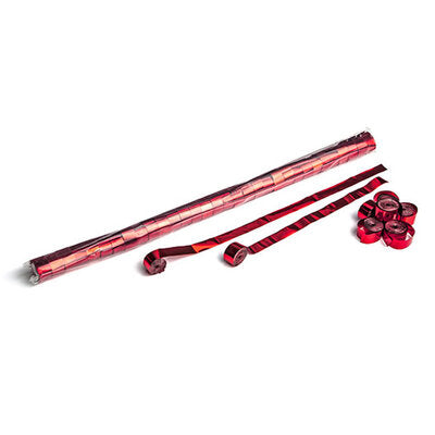 The Confetti Maker - Metallic Streamer 10 m x 1,5 cm - Red - Metallic red flameproof streamers, 10 m x 1.5 cm, sleeve of 32 streamers