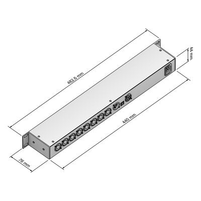 MADRIX - LUNA 8  - Art-Net Node / USB 2.0 DMX-512 interface, 8 x DMX-OUT, 1 x DMX-IN, 19"