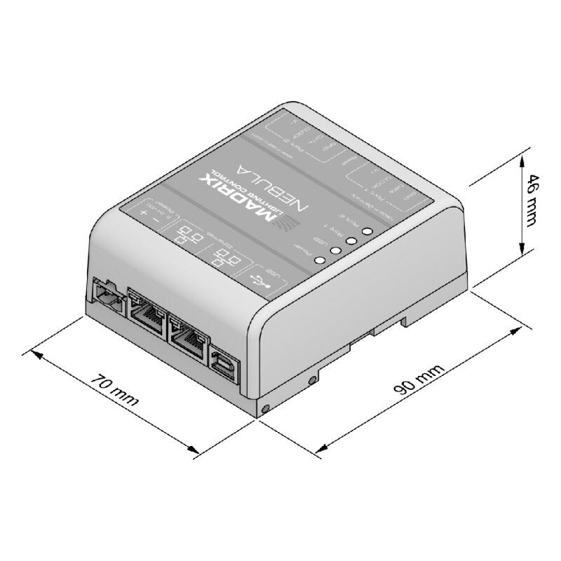 MADRIX - NEBULA  - Art-Net Node / USB 2.0 Interface, SPI converter for 12 Universes, 2 x OUT, DIN rail