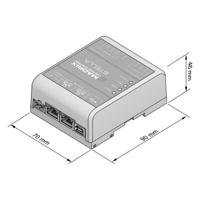 MADRIX - STELLA  - 2-port network node with RDM support, Art-Net Node / USB 2.0 DMX-512 interface, 2 x DMX IN/OUT, DIN rail