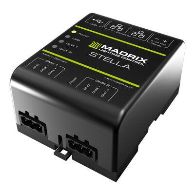 MADRIX - STELLA  - 2-port network node with RDM support, Art-Net Node / USB 2.0 DMX-512 interface, 2 x DMX IN/OUT, DIN rail