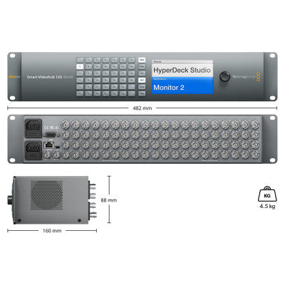 Blackmagic Design - Smart Videohub 12G 40x40      - 40x40 12G-SDI multi format SD, HD and Ultra HD SDI router with built in video monitoring