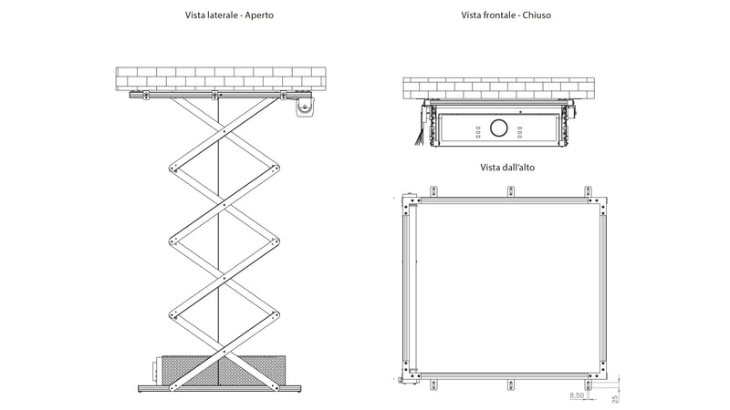 Elevatore motorizzato per videoproiettori (ideale per controsoffitto) "Power Lift" con discesa 30cm, portata 15kg, cestello (L) 34cm x (P) 40cm x (H) 13,5cm