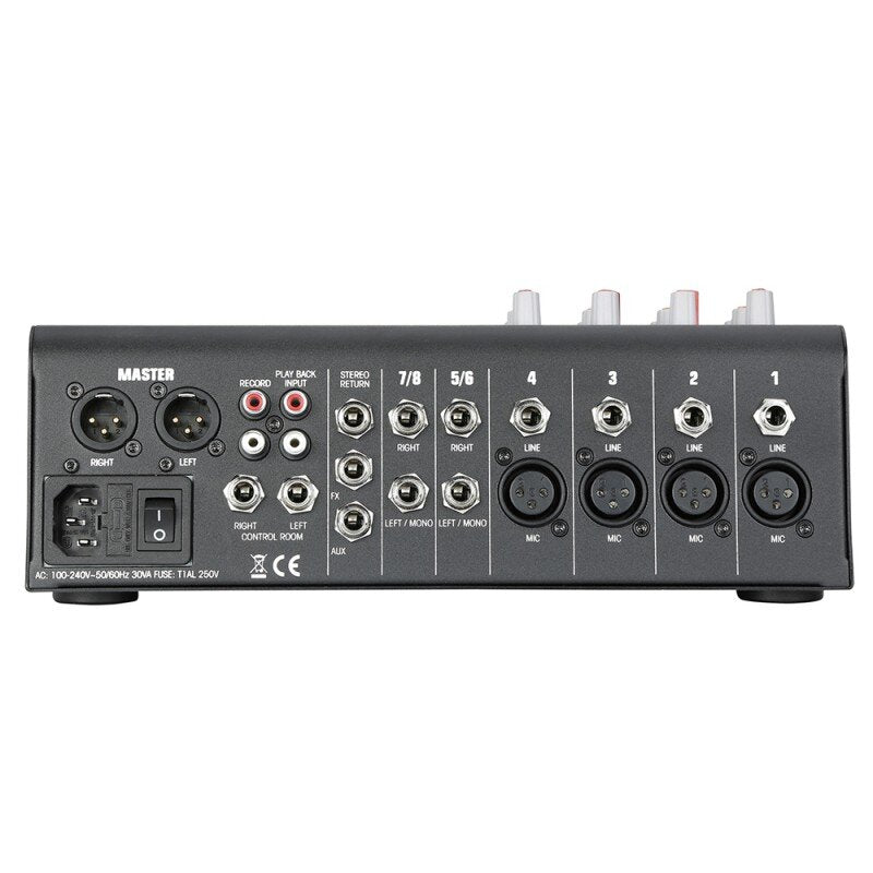 Audiophony - MPX8  - 8 CH analogue mixer with MIC / line inputs, compressor and effects, USB / SD / BT player