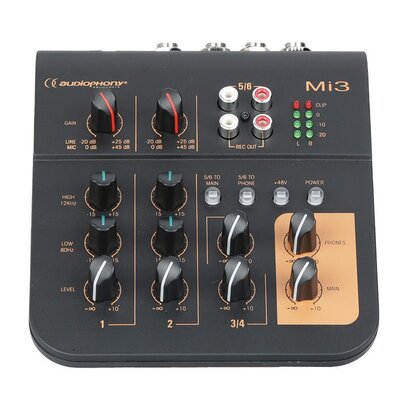 Audiophony - Mi3  - 3 CH analog mixer, 2 MIC/line + 1 stereo