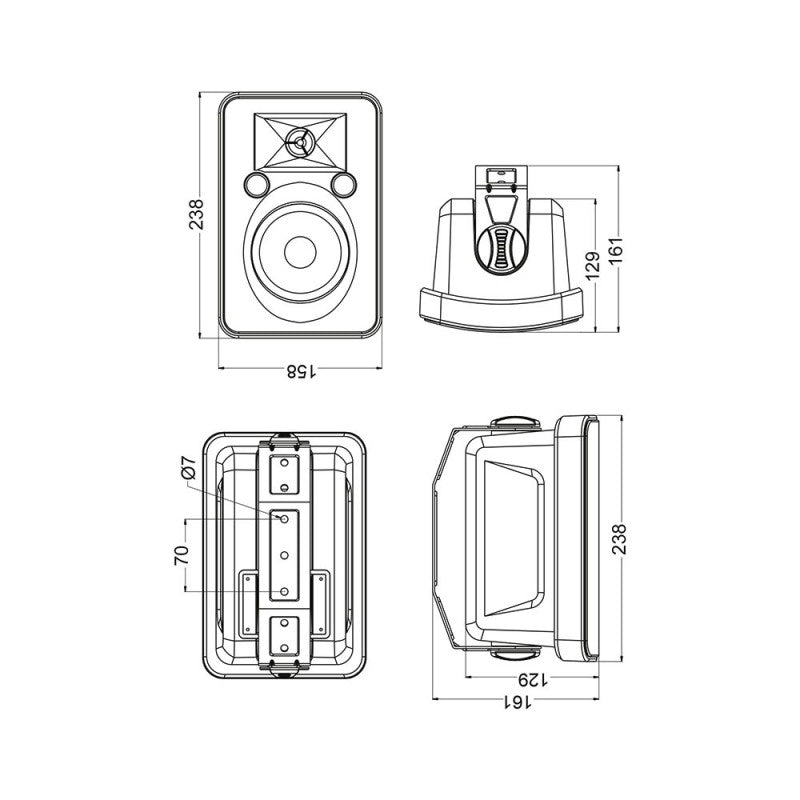 Audiophony - EHP420IPw  - Tropicalized speaker 4’ 100 V 2~20W/8 ohm -White - IP55 (price for carton of 2 pcs)