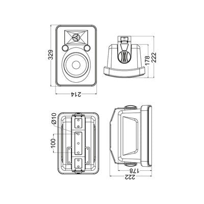Audiophony PA - 60 W 8 ohm tropicalized loudspeaker, 6.5" LF, 100 V 7.5 - 60 W / 8 ohm, black, IP55, price for carton of 2 pcs