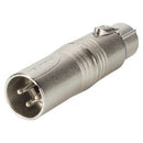 Neutrik - NA3FM  - Adapter 3 pole XLR male - 3 pole XLR female (extention adapter)