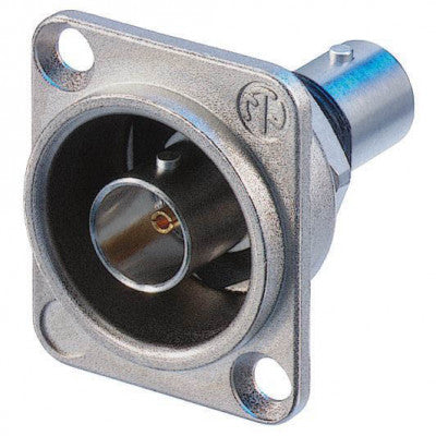 Neutrik - NBB75DFI  - Isolated BNC chassis connector, feedthrough in nickel D-shape housing