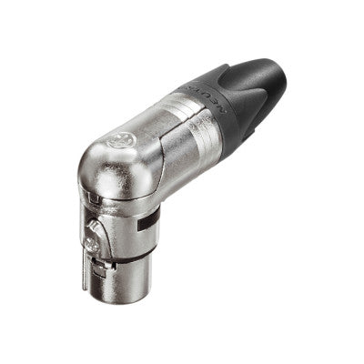 Neutrik - NC3FRX  - XLR 3 pole right angle female cable connector, nickel housing, silver contacts