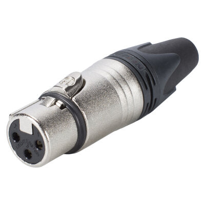 Neutrik - NC3FXX-D  - XLR 3 pole female cable connector with Nickel housing and silver contacts, disassembled