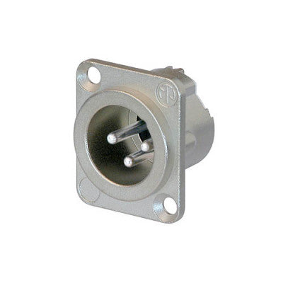 Neutrik - NC3MD-LX  - 3 pole male XLR receptacle, solder cups, Nickel housing, silver contacts, DLX series