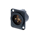 Neutrik - NC3MD-LX-B  - 3 pole male XLR receptacle, solder cups, black metal housing, gold contacts, DLX series