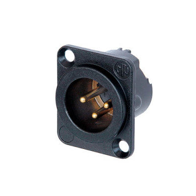 Neutrik - NC3MD-LX-B  - 3 pole male XLR receptacle, solder cups, black metal housing, gold contacts, DLX series