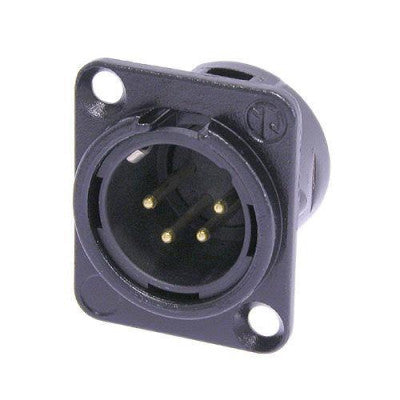 Neutrik - NC4MD-L-B-1  - 4 pole male XLR receptacle, solder cups, black metal housing, gold contacts, DL series