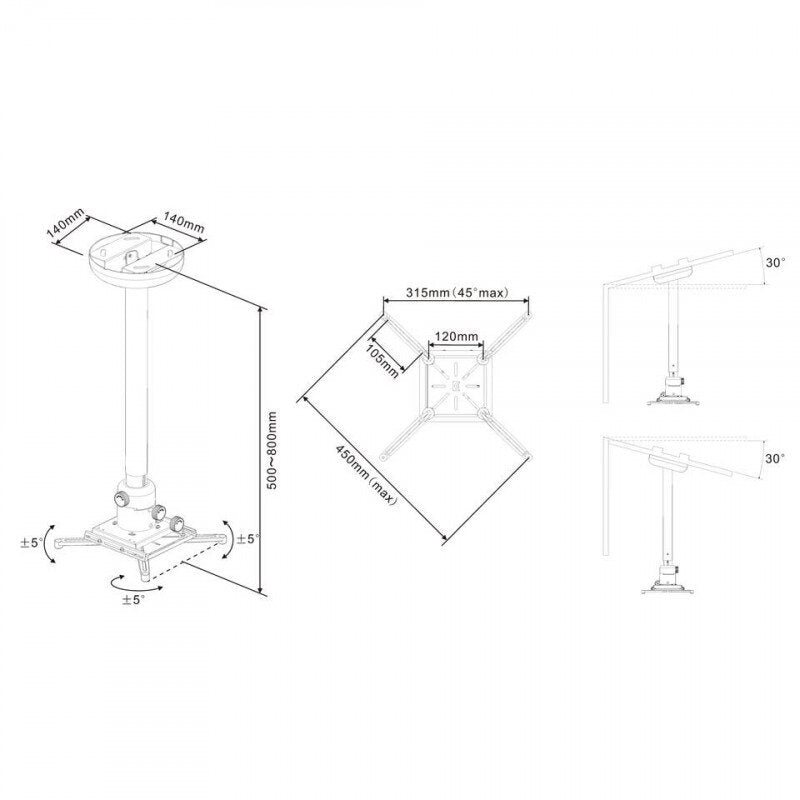 Multibrackets - MB3149 - Ceiling support for video projectors, 300 - 480 mm, with Finetune, white