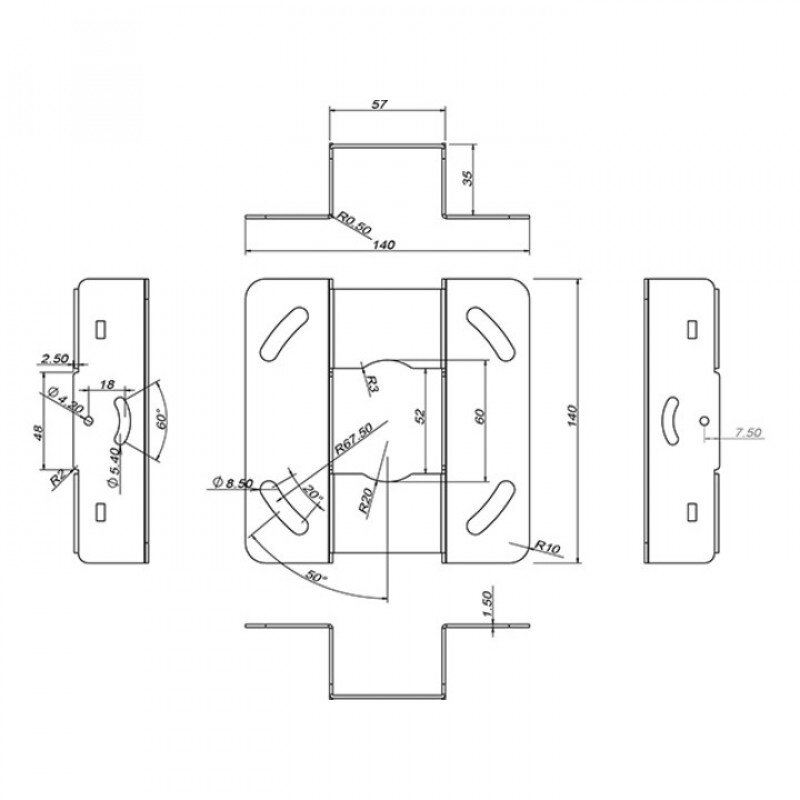 Multibrackets - MB3149 - Ceiling support for video projectors, 300 - 480 mm, with Finetune, white