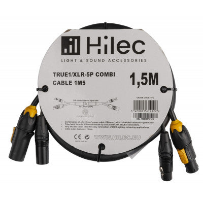 Hilec - TRUE1/XLR-5P 1.5M  - Combicable PowerCON/DMX XLR5 connectors, 1.5 m