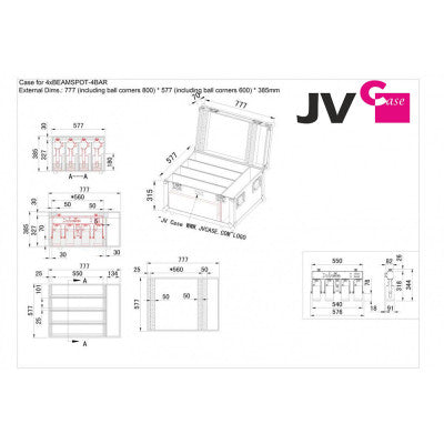 CASE B03275  - Flight case for 4x BEAMSPOT-4BAR W  W or N W + accessories