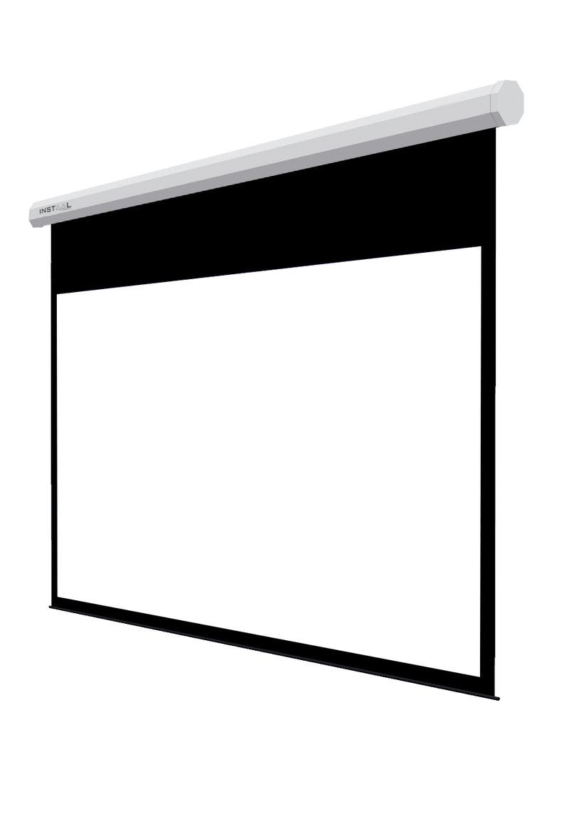 Schermo proiezione "Insmot" con bordi motorizzato, con telo "HD Canvas" bianco ottico con retro nero 200x114cm 91" 16:9