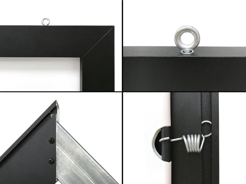 Schermo proiezione "Service 4Pro" con cornice smontabile (fissaggio con molle metalliche), con telo "WhitePro" bianco ottico con retro nero 250x141cm 113" 16:9 (include kit di tensionatura per utilizzo anche senza cornice)