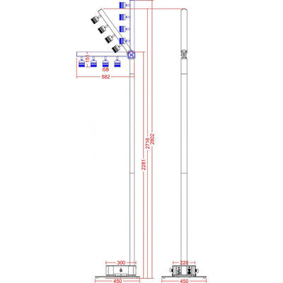 Briteq - BT-AKKUPOLE  - Battery wireless DMX LED pole with 4 x 5 W white projectors
