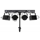 JB Systems - USB PARTYSET  - Versatile light set for home parties, includes 2 RGBW PAR lights, 2 RGBW DERBY lights, a light stand, and 2 transport bags