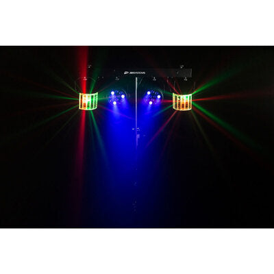 JB Systems - Versatile light set for home parties, includes 2 RGBW PAR lights, 2 RGBW DERBY lights, a light stand, and 2 transport bags