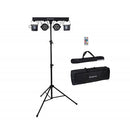 JB Systems - USB PARTYSET  - Versatile light set for home parties, includes 2 RGBW PAR lights, 2 RGBW DERBY lights, a light stand, and 2 transport bags