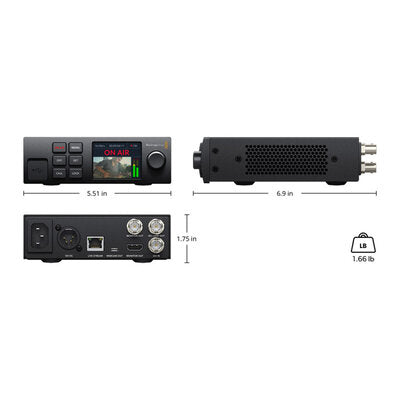 Blackmagic Design - Streaming processor with H.264 hardware encoder for HD streaming on platforms such as YouTube, Facebook and Twitter via Ethernet or a 5G or 4G