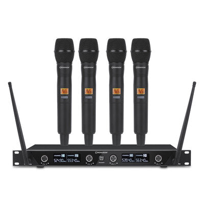 Rondson - BE-1040/4MIC - 669.1 / 655.0 / 676.6 / 663.0 MHz 4-channel diversity UHF set, 4 handheld microphones + receiver