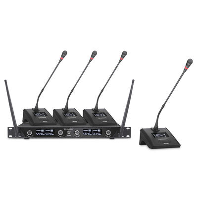 BE-10CONF - Conference set consisting of 1 BE-1040 receiver and 4 BE-10MIC, 669.1 / 655.0 / 676.6 / 663.0 MHz