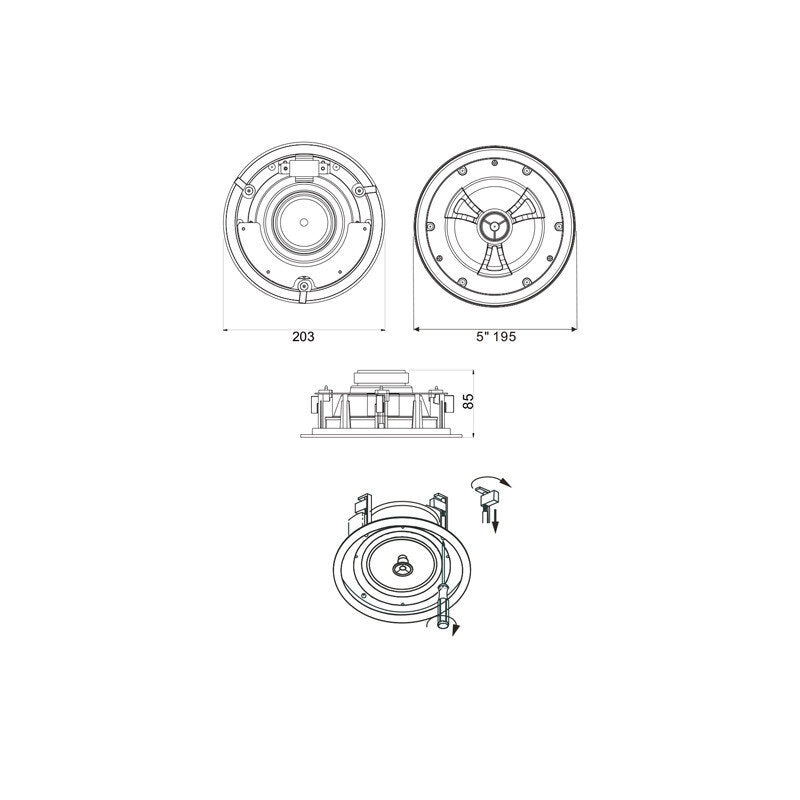 Rondson - CSL 630 - 5" ceiling speaker, 40 / 20 / 10 W at 100 V, white