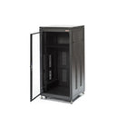 P36U N - 36U steel cabinet 19" with glass front, lock, castors, 4 pairs of slides, 72 screws