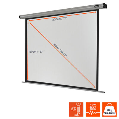 celexon - Electric Home Cinema series projector screen, 200 x 150 cm, 4:3 aspect ratio