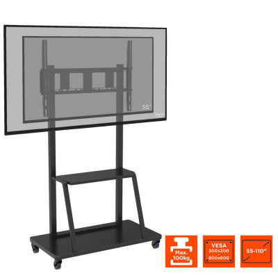 1000009348 - Economy Height adjustable display trolley for 55-110 inch displays