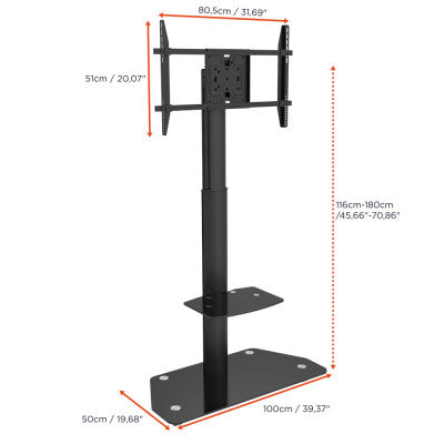 1000009354 - Professional Portrait height adjustable display trolley for 32-70 inch monitors