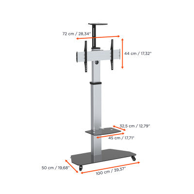 1000009355 - Height adjustable display trolley for 32-70 inch monitors - silver