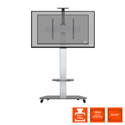 1000009355 - Height adjustable display trolley for 32-70 inch monitors - silver