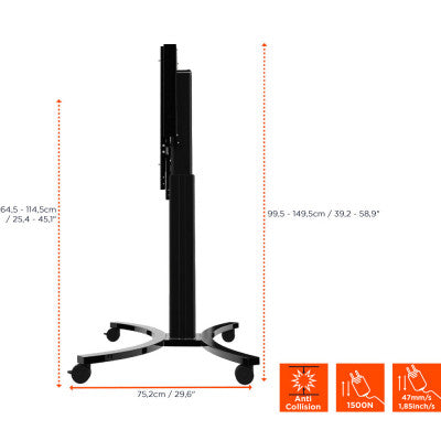 1000012454 - Expert Electrically height-adjustable display trolley - 50 cm - black - load up to 140kg