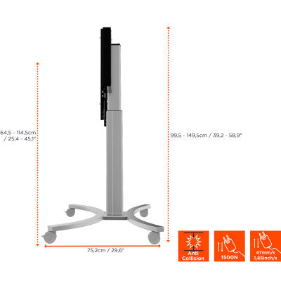 1000013105 - Expert Electrically height adjustable display trolley - 50cm- silver - load up to 140 kg