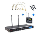 DA UHF PT 200  - Two channels wireless microphone system: 2 lavalier + 2 headworn + 2 bodypack + 2 CH receiver