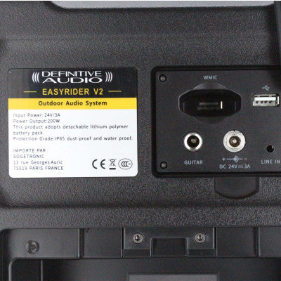 Definitive Audio - EASYRIDER V2   - IP65 bluetooth portable PA + USB drive + 1 handheld UHF microphone